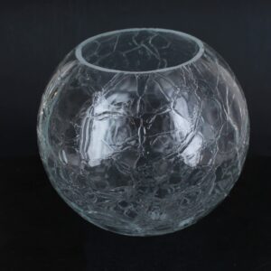 6IN. CLEAR CRACKLE GLASS BALL WITH 3IN. HOLE NECKLESS